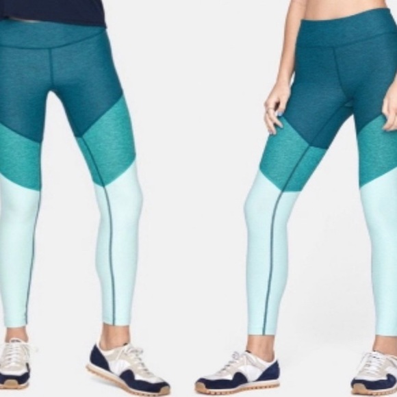 Outdoor Voices Tricolor Colorblock Springs 7/8 Leggings Teal Green Size Medium M - Picture 3 of 8